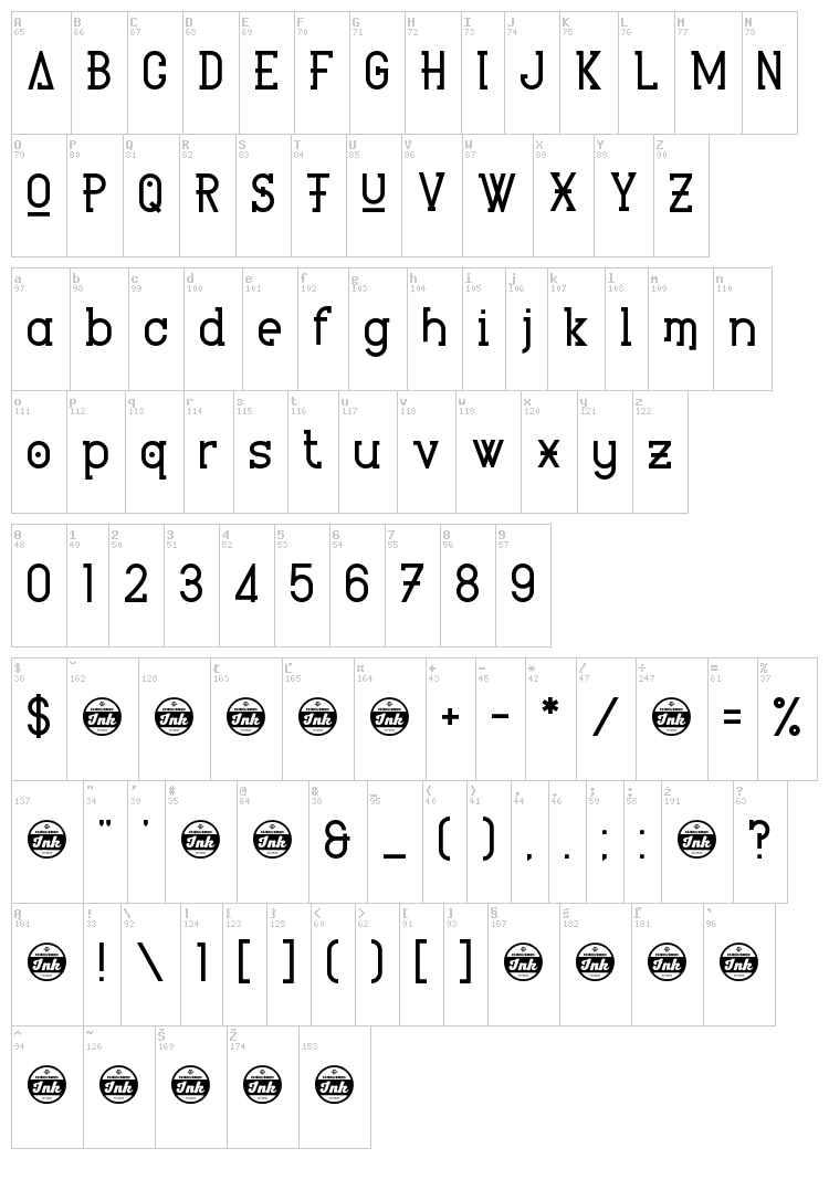 Heartbeat Synchronicity font map